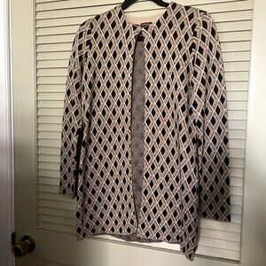 J McLaughlin Small Cotton Blend Black Gold Diamond Cardigan